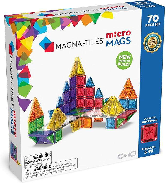 MAGNA-TILES microMAGS 70-Piece Deluxe Magnetic Construction Set, The Original Magnetic Building B... | Amazon (US)