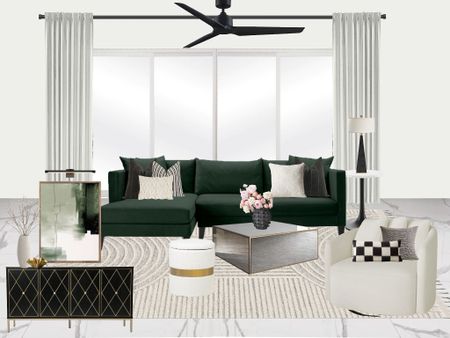 Glam family room with emerald green couch! 

#LTKhome