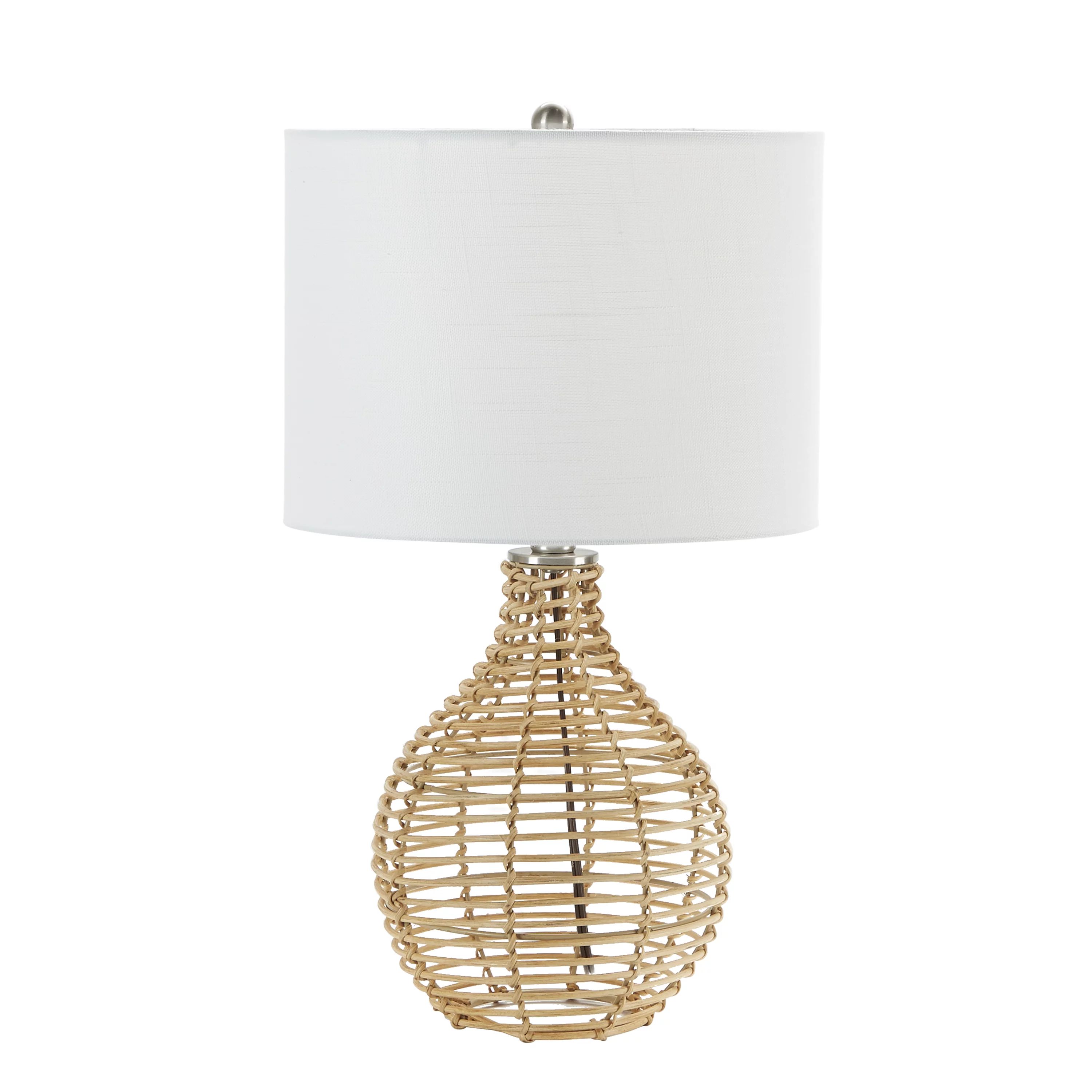 Silverwood Rattan Jug Style Beige Table Lamp with White Drum Shade - Walmart.com | Walmart (US)