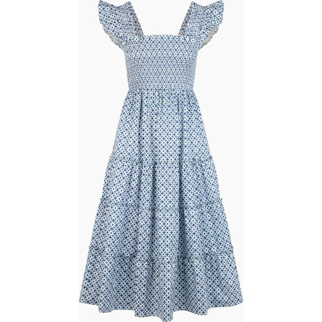 Hill House Home | The Ellie Nap Dress, Navy (Blue Circular Lattice, Size Medium) | Maisonette | Maisonette