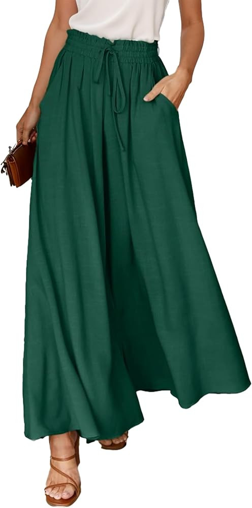 Misakia Women Wide Leg Palazzo Pants for Women Dressy Elastic Waist Flowy Pants with Pockets Ligh... | Amazon (US)