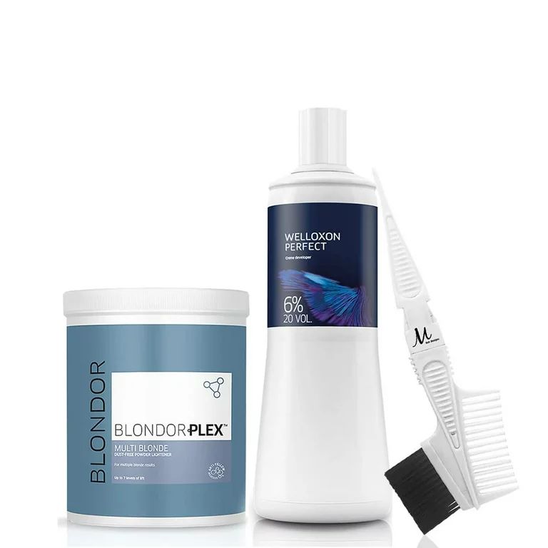 BlondorPlex Lightening Powder Multi Blonde Dust-free 800 grams, Welloxon Perfect 6% 20 Vol Creme ... | Walmart (US)