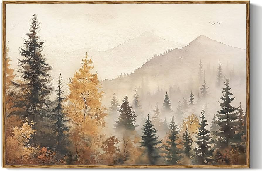 InSimSea Fall Forest Large Wall Art Decor, Trees Autumn Mountains, 16x24in | Amazon (US)