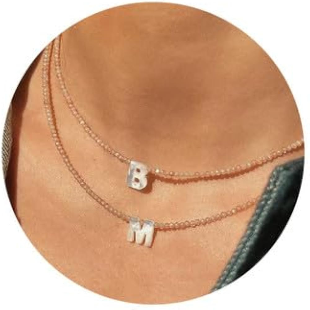 Beaded Initial Necklace with Pearl Letter Boho Summer Beach Layering Choker Necklace for Women | Amazon (US)