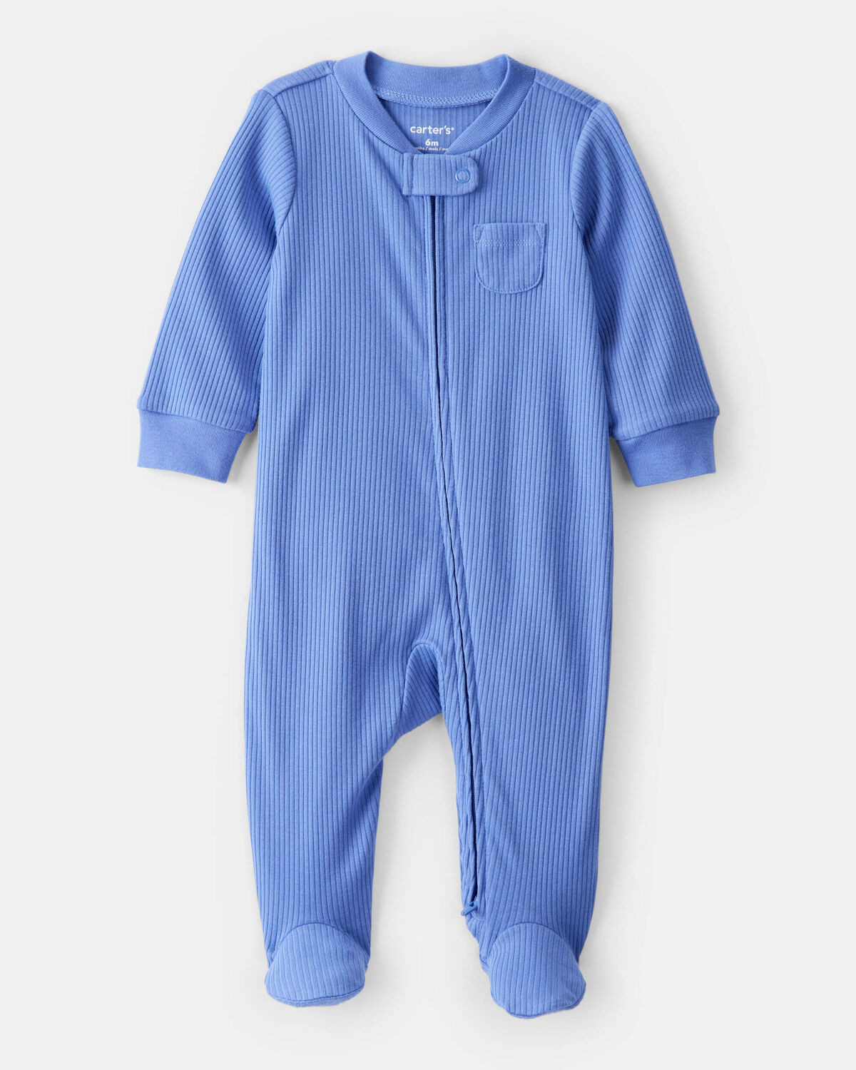 Baby Boy Rib Long-Sleeve Snug Fit Sleep & Play Pajamas - Blue | Carter's Inc
