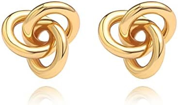 18K Gold Love Knot Stud Earrings for Women Statement Button Pearl Stud Earrings Minimalist Cute S... | Amazon (US)