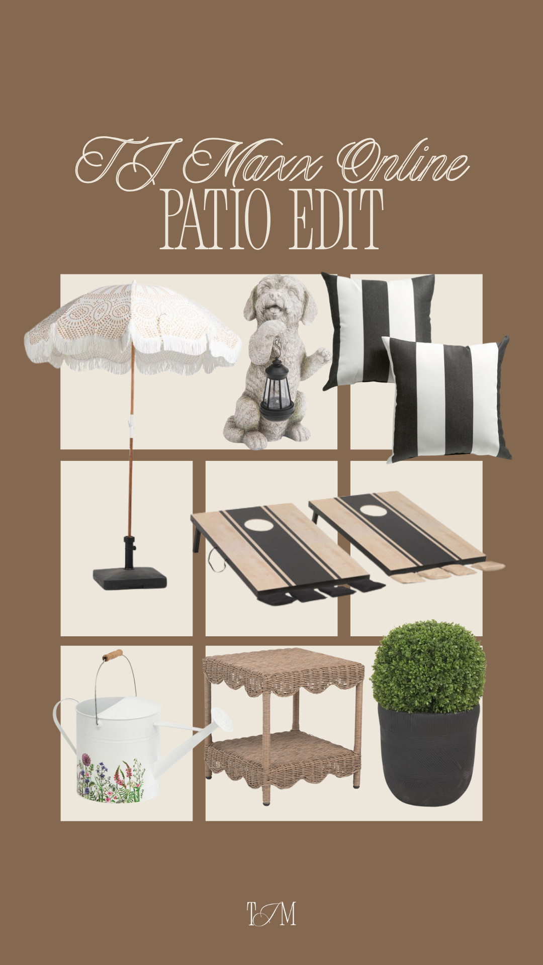 Currently obsessing over this TJ Maxx  patio edit! The striped pillows, woven side table, and little details make it feel so put together for spring + summer hosting.
spring outfits 2026, spring dresses, vacation outfits beach, date night outfits, easter outfits women, plus size fashion, business casual workwear, country concert outfits, easter dress women, easter basket teen girl, tjmaxx home, patio decor, outdoor living, summer hosting 

 #LTKSeasonal #LTKHome