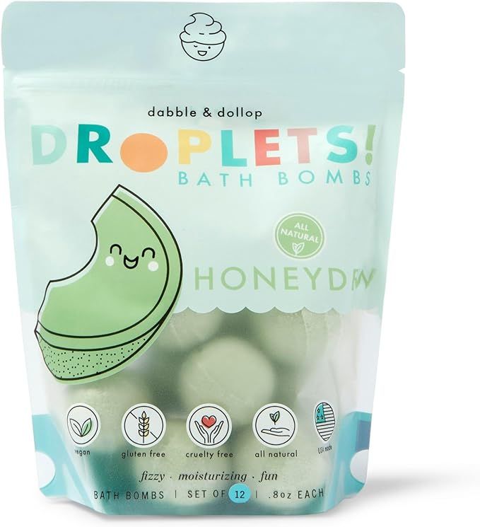 Dabble & Dollop Honeydew Melon Bath Bombs, 100% Natural Bath Bombs for Kids - USA Made, Moisturiz... | Amazon (US)