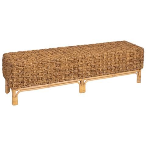 Elegant Water Hyacinth and Rattan Bench, Natural | Lamps Plus