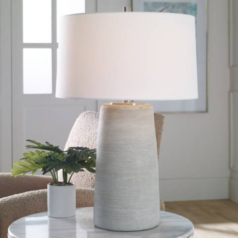 Uttermost Mountainscape 27 1/2" Off-White and Gray Ceramic Table Lamp | Lamps Plus