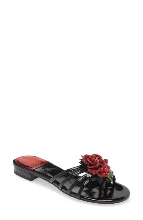 Jeffrey Campbell Enchanted Slide Sandal in Black Patent Red at Nordstrom, Size 6.5 | Nordstrom