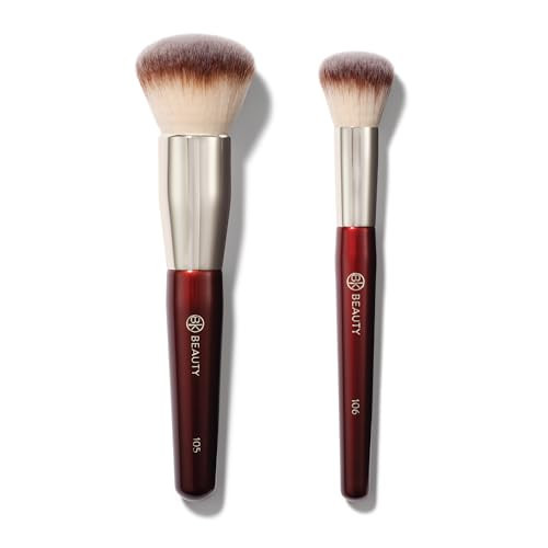 BK BEAUTY - LARGE BUFFER & ROUND FOUNDATION (2PC) - Professional Makeup Brush Set for Liquid or Cream Foundations, Powder & Blush | Premium Face Brushes for Flawless Application | Amazon (US)