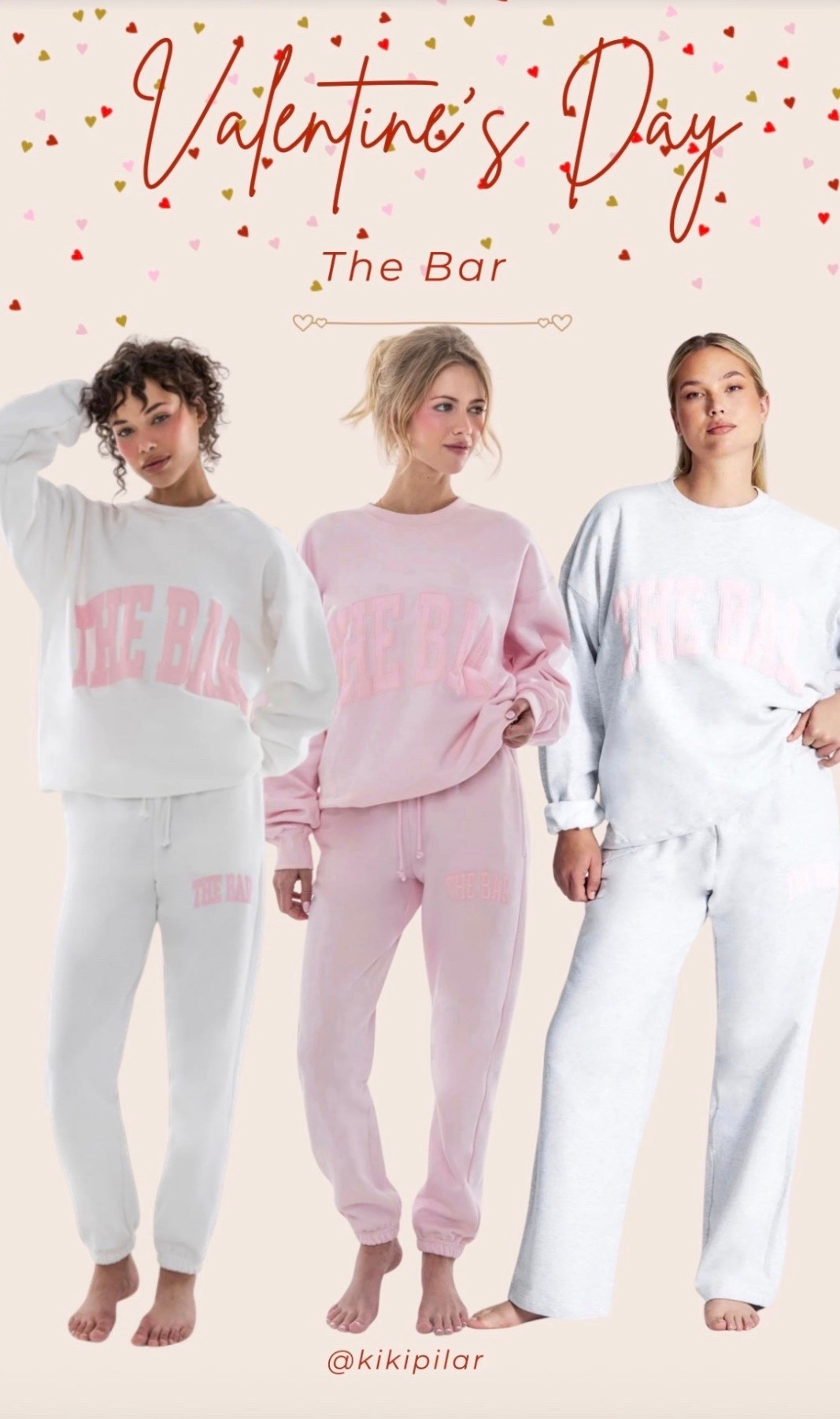PRE ORDER OPEN UNTIL 2 ‼️

The Bar new launch
The sweetest collection x The Bar
I have two varsity sweatshirts - sizes up to a L and XL. Personally I prefer the L (I’m normally a S in sweatshirts)
Valentines Day drop
Lounge sets for Valentine’s Day
Galentine’s Day
The Bar varsity sweatshirt 
The Bar sweatpants
The Bar lounge pants
Pink and white loungewear

#LTKValentine #LTKootd #LTKselfcare