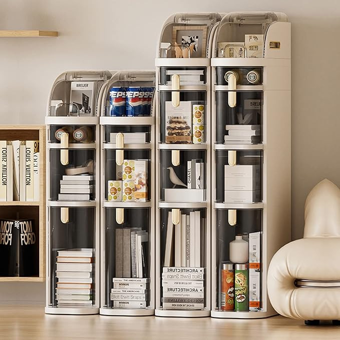 4-Tiers Bathroom Floor Cabinet Narrow Slim Gap Tower Organizer Side Rolling Unit Towel Storage wi... | Amazon (US)