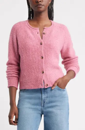 Rolled Crewneck Cardigan | Nordstrom
