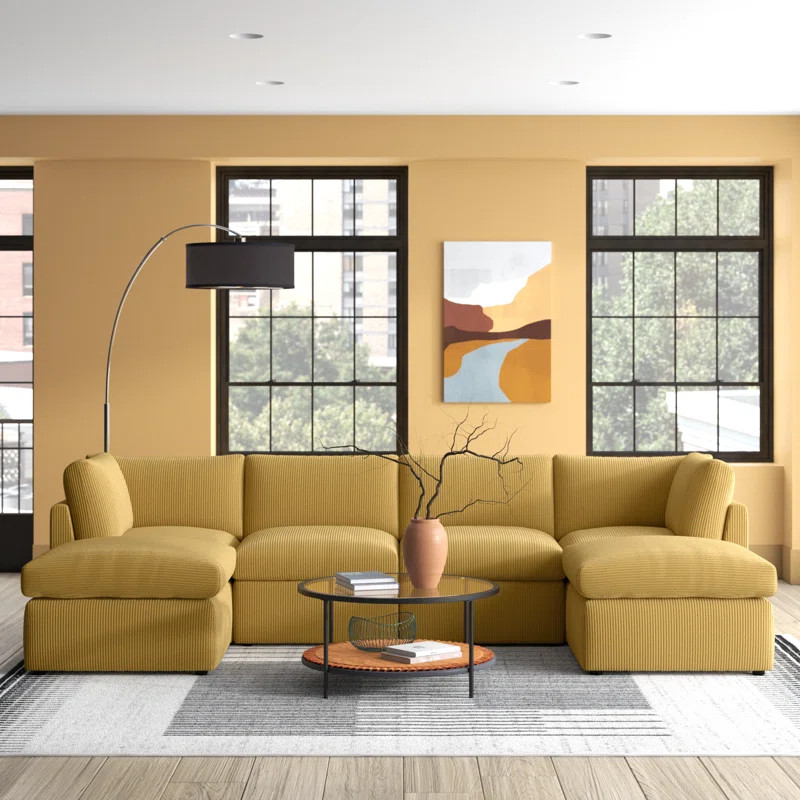 Annai 129" Wide Reversible Modular Corner Sectional with Ottoman | Wayfair North America