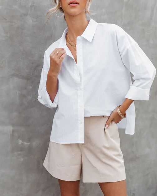 First Class Cotton Button Down Top - White | VICI Collection