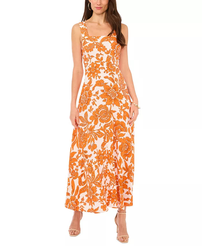 Vince Camuto Women's Printed Smocked-Back Maxi Dress - Macy's | Macy's