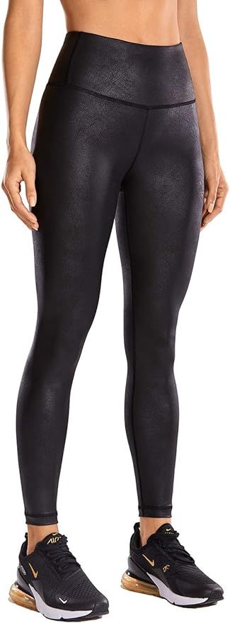 CRZ YOGA Women's Faux Leather Workout Leggings 25'' - Stretchy Yoga Pants Lightweight High Waiste... | Amazon (US)
