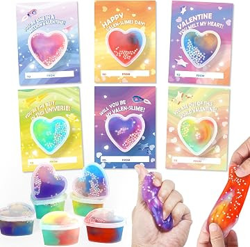 SpringFlower Valentine's Day Card With 24pcs heart-shaped slime, Valentine's Gifts Exchange for S... | Amazon (US)