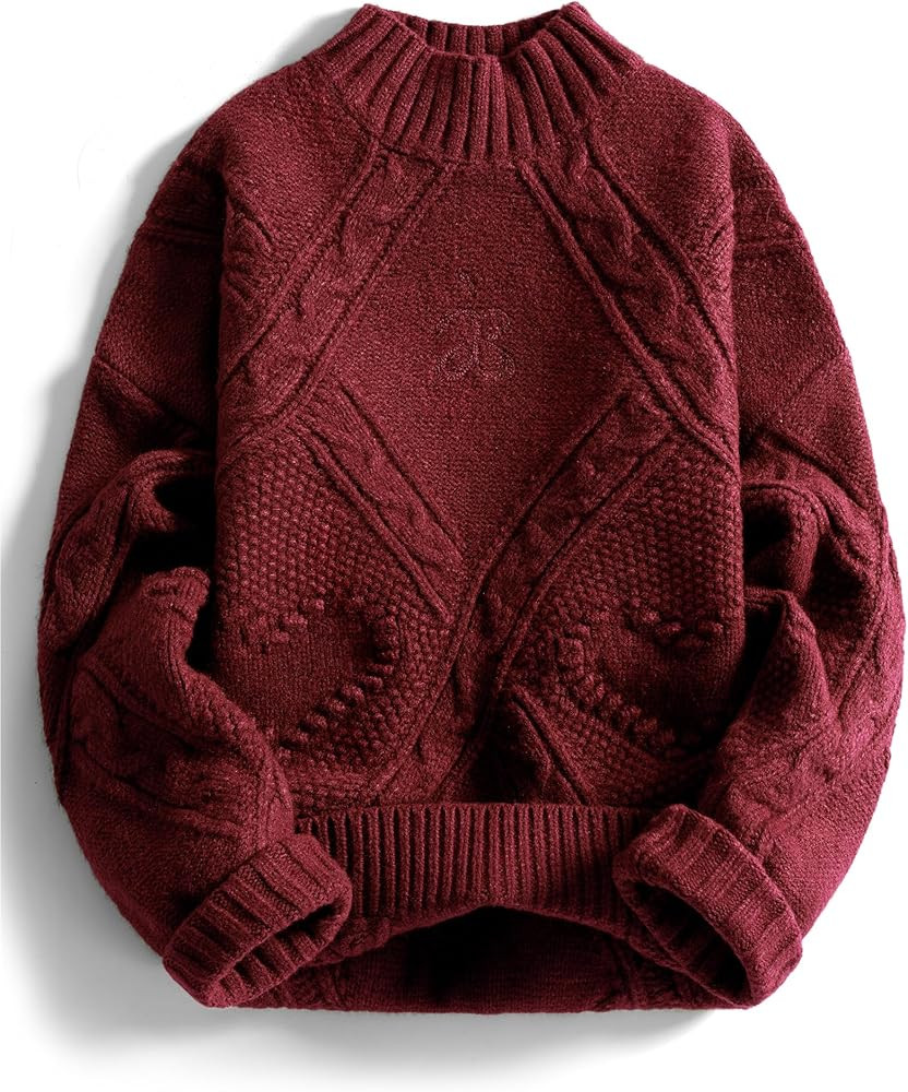 Aelfric Eden Women's Oversized Cable Knit Chunky Sweater Mock Neck Long Sleeve Heart Knit Pullove... | Amazon (US)