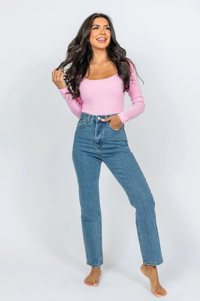 Megan Medium Wash Straight Leg Mom Jeans | Pink Lily