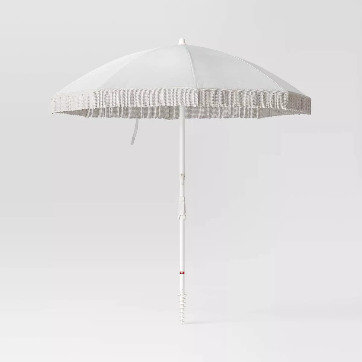 6.5'x6.5' Round Outdoor Patio Beach Umbrella with Fringe Ivory - Threshold™ | Target