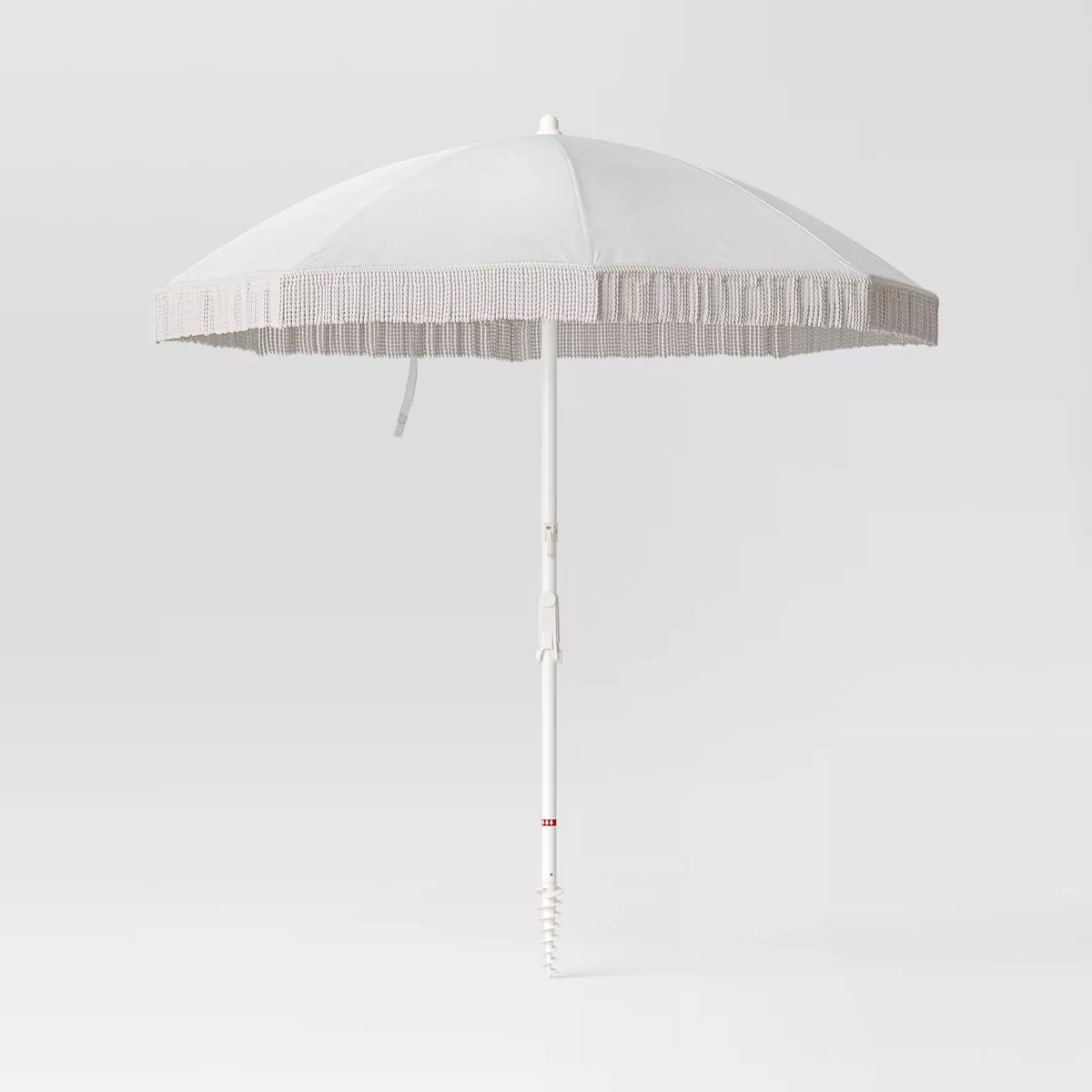 6.5'x6.5' Round Outdoor Patio Beach Umbrella with Fringe Ivory - Threshold™ | Target