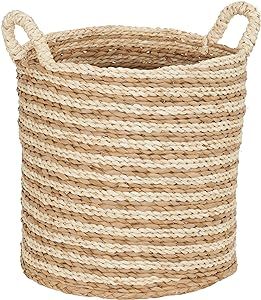 Household Essentials Brown Large Round Woven Wicker Storage Basket with Handles Double Weave | Amazon (US)