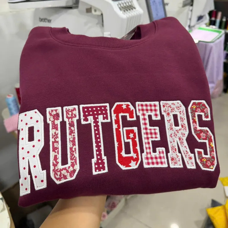 Custom Applique Sweatshirt – Personalized Varsity Letter Crewneck – Gingham Floral Polka Dot ... | Etsy (Global)