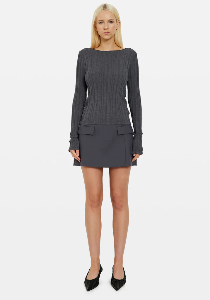 Pocket Suit Skirt Coal | Tuchuzy