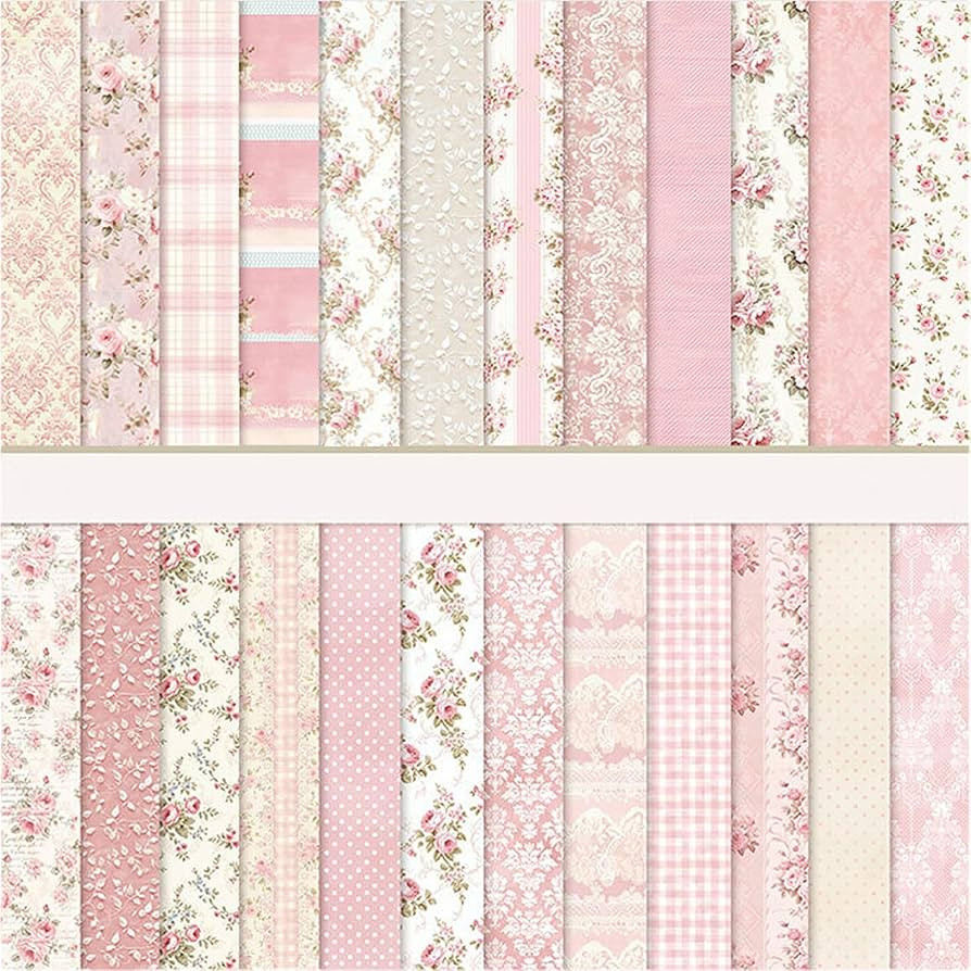 Floral Scrapbook Paper, Shabby Pink Garden Pattern Paper, 24 Sheets/24 Designs Double-sided Print... | Amazon (US)