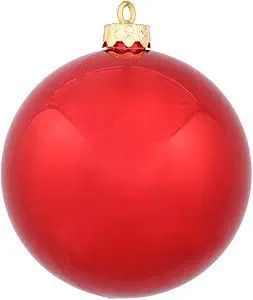 Vickerman 6" Red Shiny Ball Ornament - Red - 4-Pack - Holiday Decorations - Red Christmas Decorat... | Amazon (US)