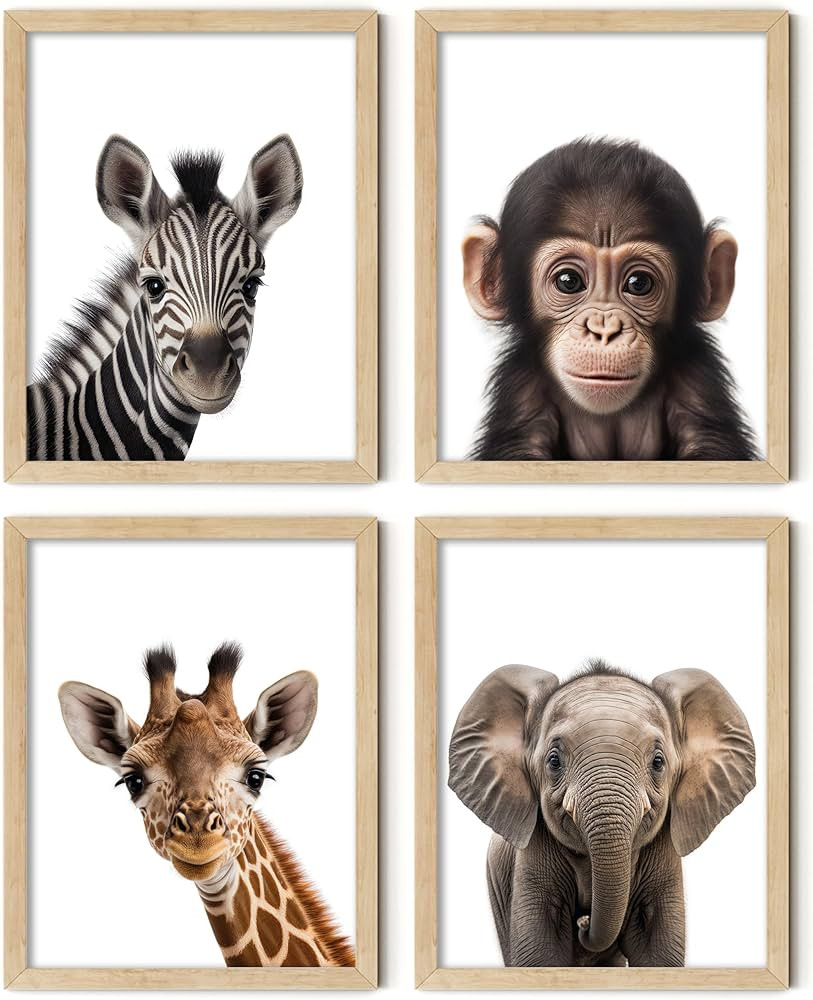Elarta Animal Wall Art Safari Nursery Wall Decor Prints (8x10 UNFRAMED) Nursery Wall Art Baby Nur... | Amazon (US)