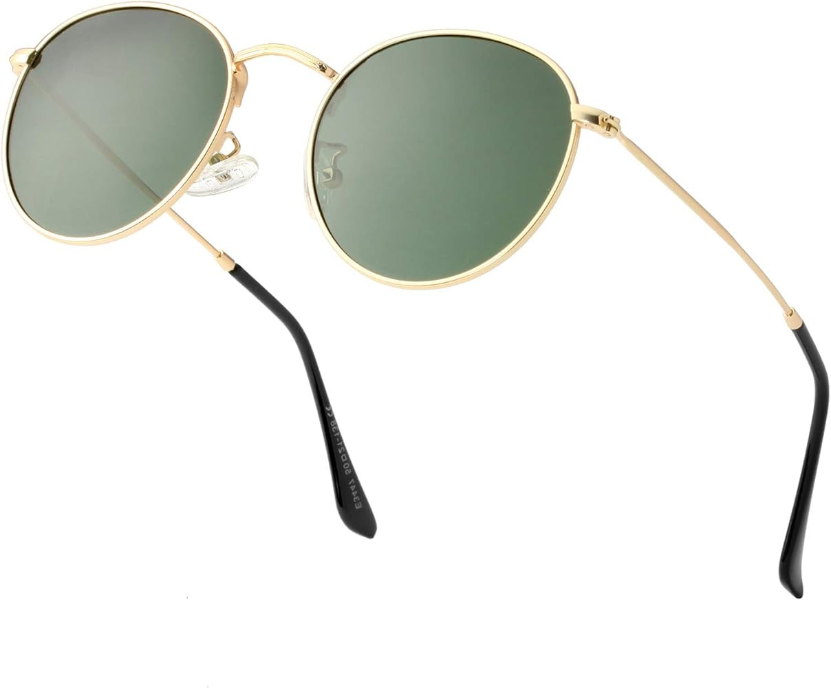 Small Round Polarized Sunglasses for Women Men Circle Metal Frame Sun Glasses with UV Protection | Amazon (US)