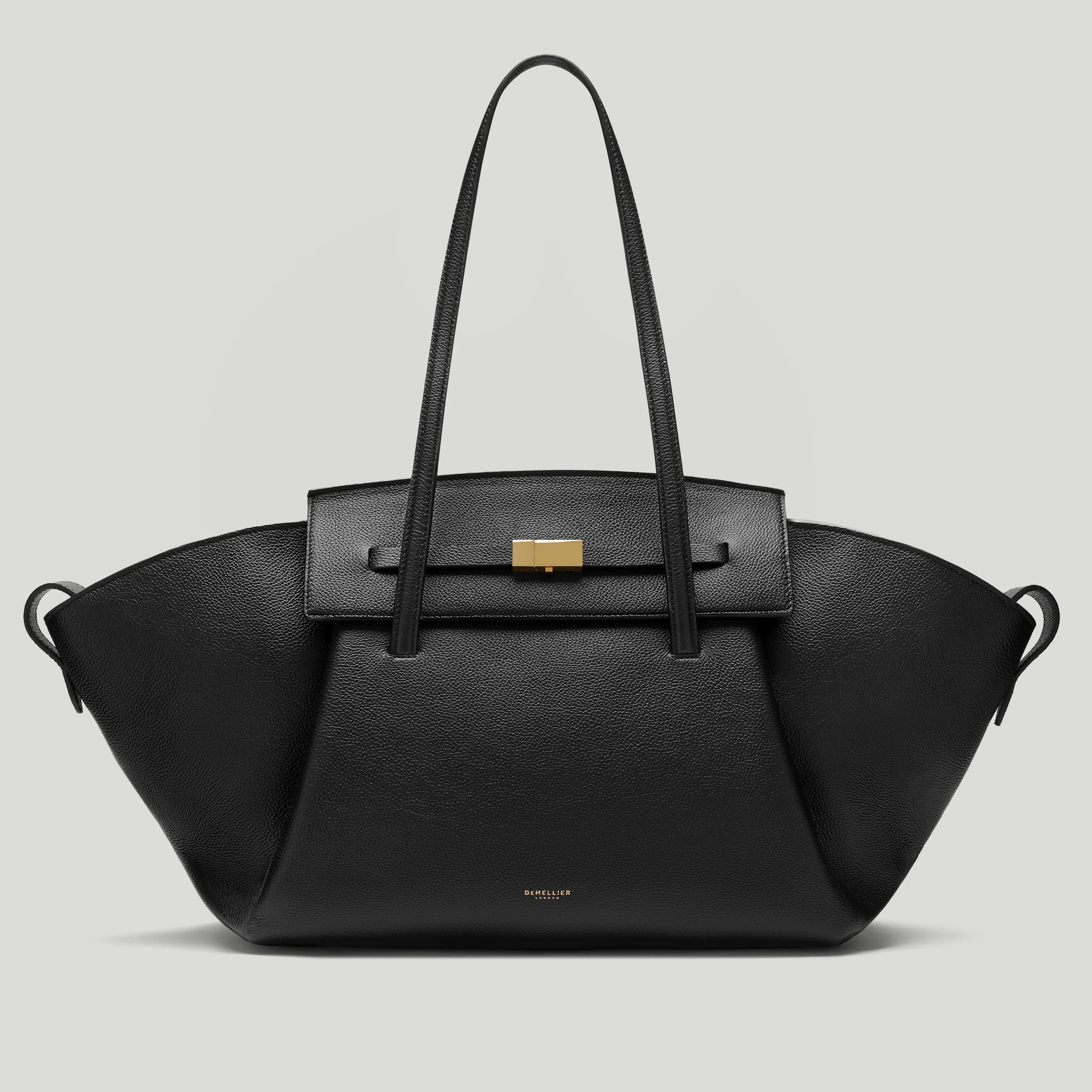DeMellier The Brooklyn in Black Small Grain Leather Tote & Work bag | DeMellier