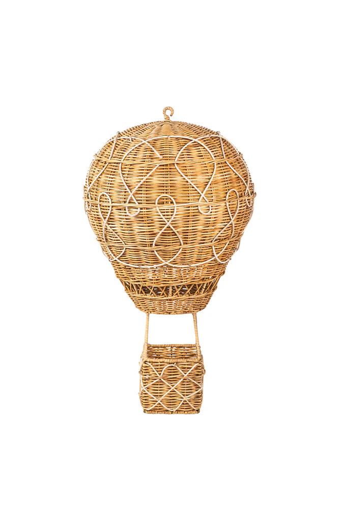 Provence Rattan Whitewash Large Hot Air Balloon | Over The Moon