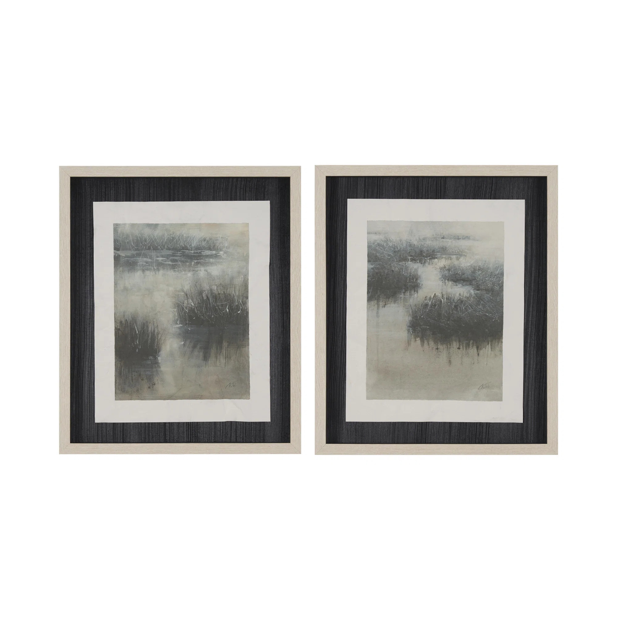 Ahner Grasses (Set Of 2) By Studio A Hand Embellished Framed Art Print Matted Under Glass | Joss & Main