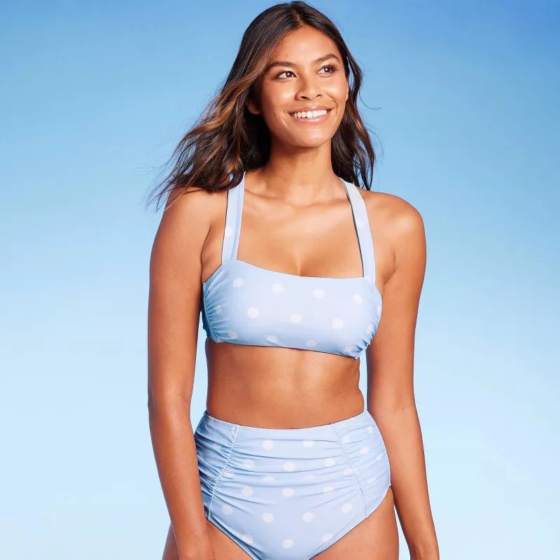 Women's Polka Dot Square Neck Bikini Top - Kona Sol™ Blue | Target