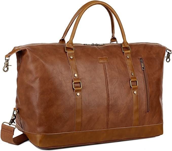 BAOSHA Leather Travel Duffel Tote Bag Overnight Weekender Bag Oversized for Men and Women HB-14 (... | Amazon (US)