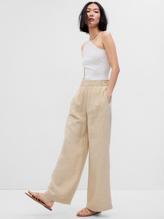 Crinkle Gauze Wide-Leg Pants | Gap (CA)