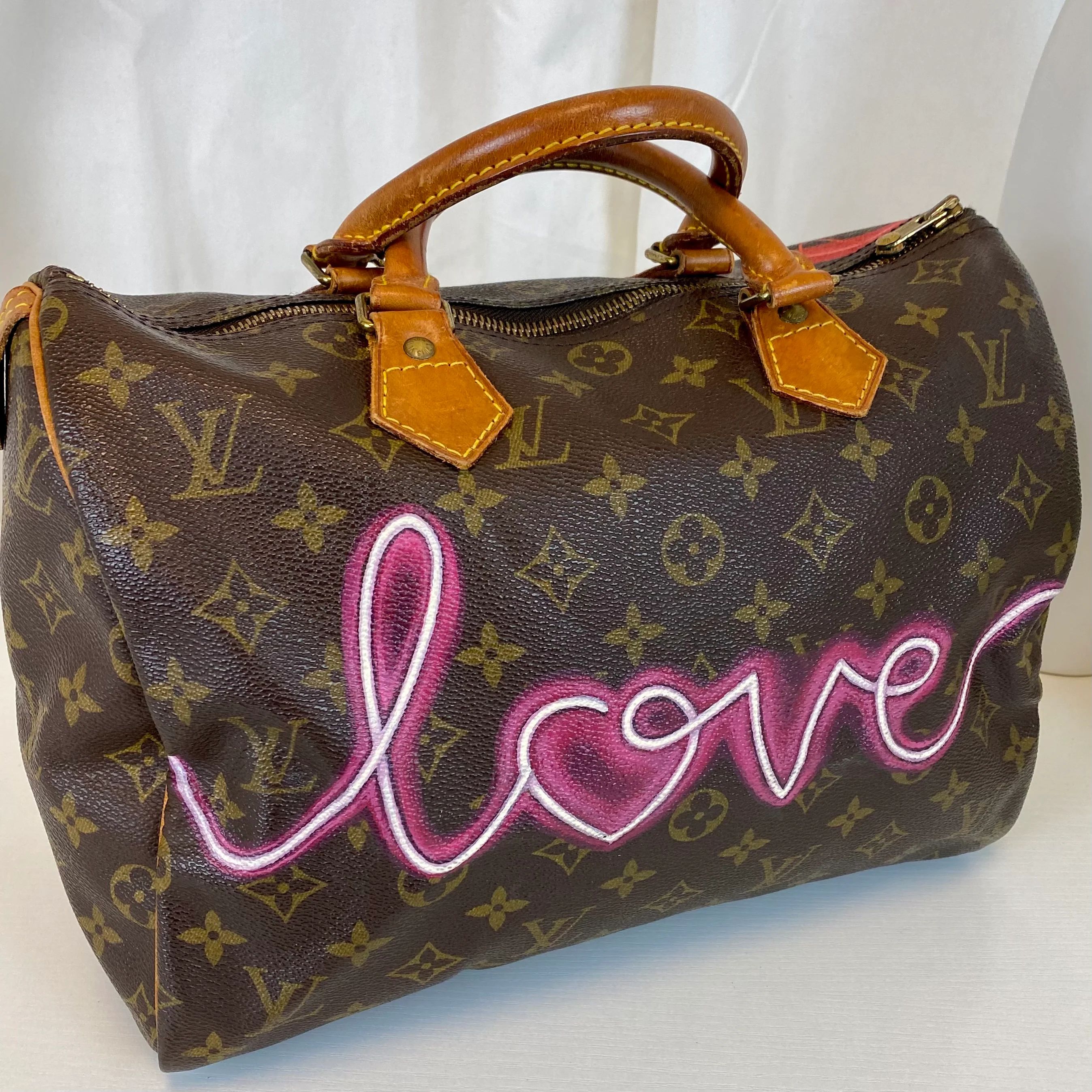 Customized Louis Vuitton Speedy 30 - "Neon Love" Artwork | New Vintage Handbags