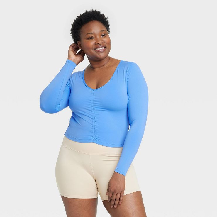 Women's Flex Shirred Cropped Long Sleeve T-Shirt - All in Motion™ | Target