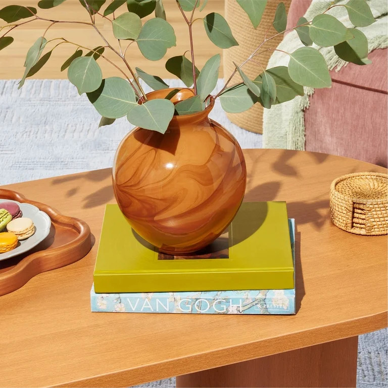 Beautiful 6.89" x 7.95" Round Brown Marbled Glass Vase by Drew Barrymore | Walmart (US)