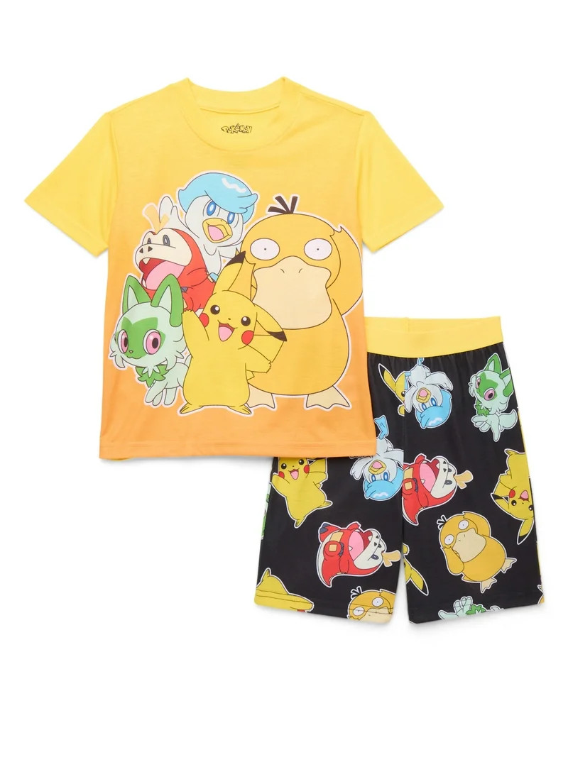 Pokémon Boys Graphic Print Tee and Shorts Sleep Set, 2-Piece, Sizes 4-12 | Walmart (US)