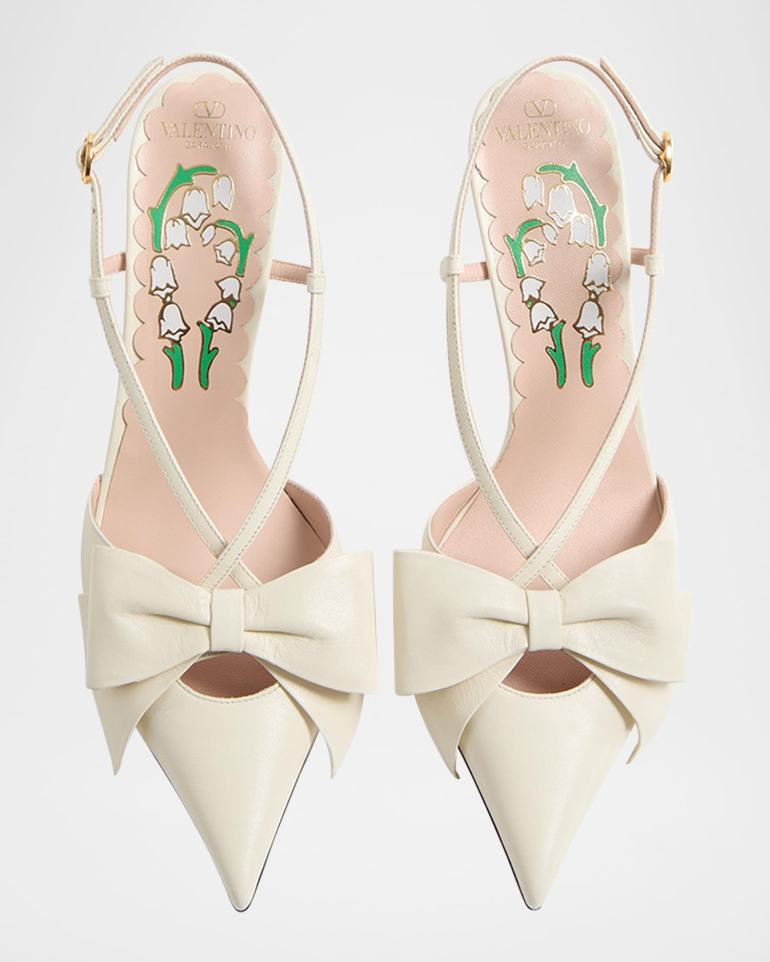 Valentino Garavani Bowow Leather Slingback Pumps | Neiman Marcus