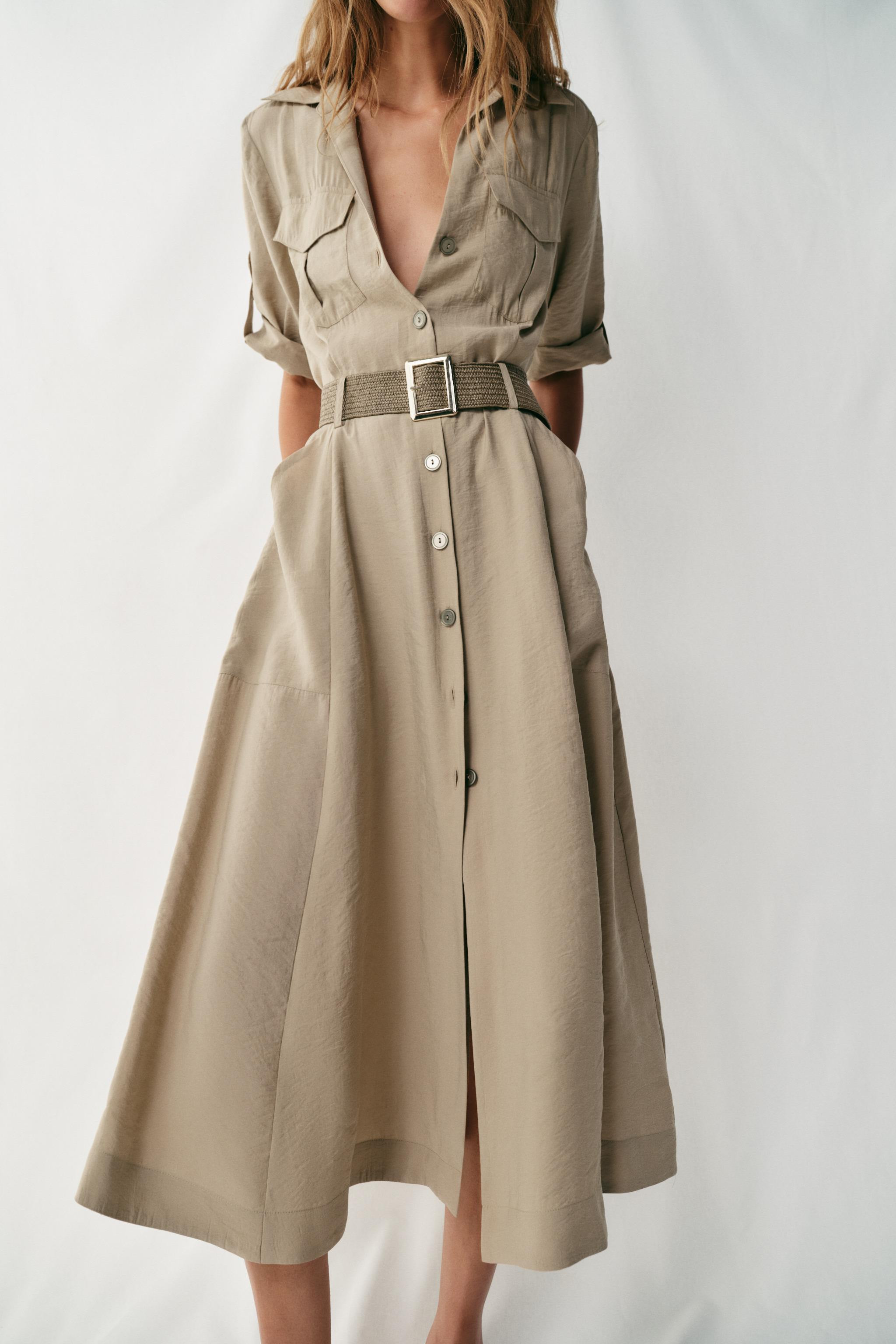 BELTED MIDI SHIRT DRESS | Zara UK