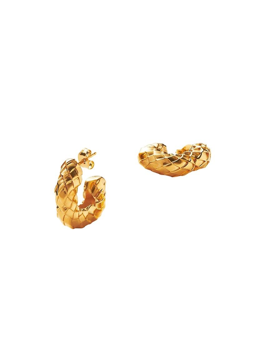 Serpents 18K-Yellow-Gold Vermeil Snakeskin Huggie Hoop Earrings | Saks Fifth Avenue