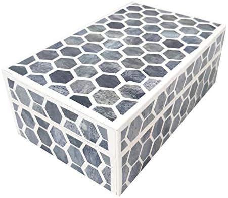 Antique Handcrafted Grey Bone Inlay Decorative Box Premium Home Decor Big storage box, 7X5X4 , Grey | Amazon (US)