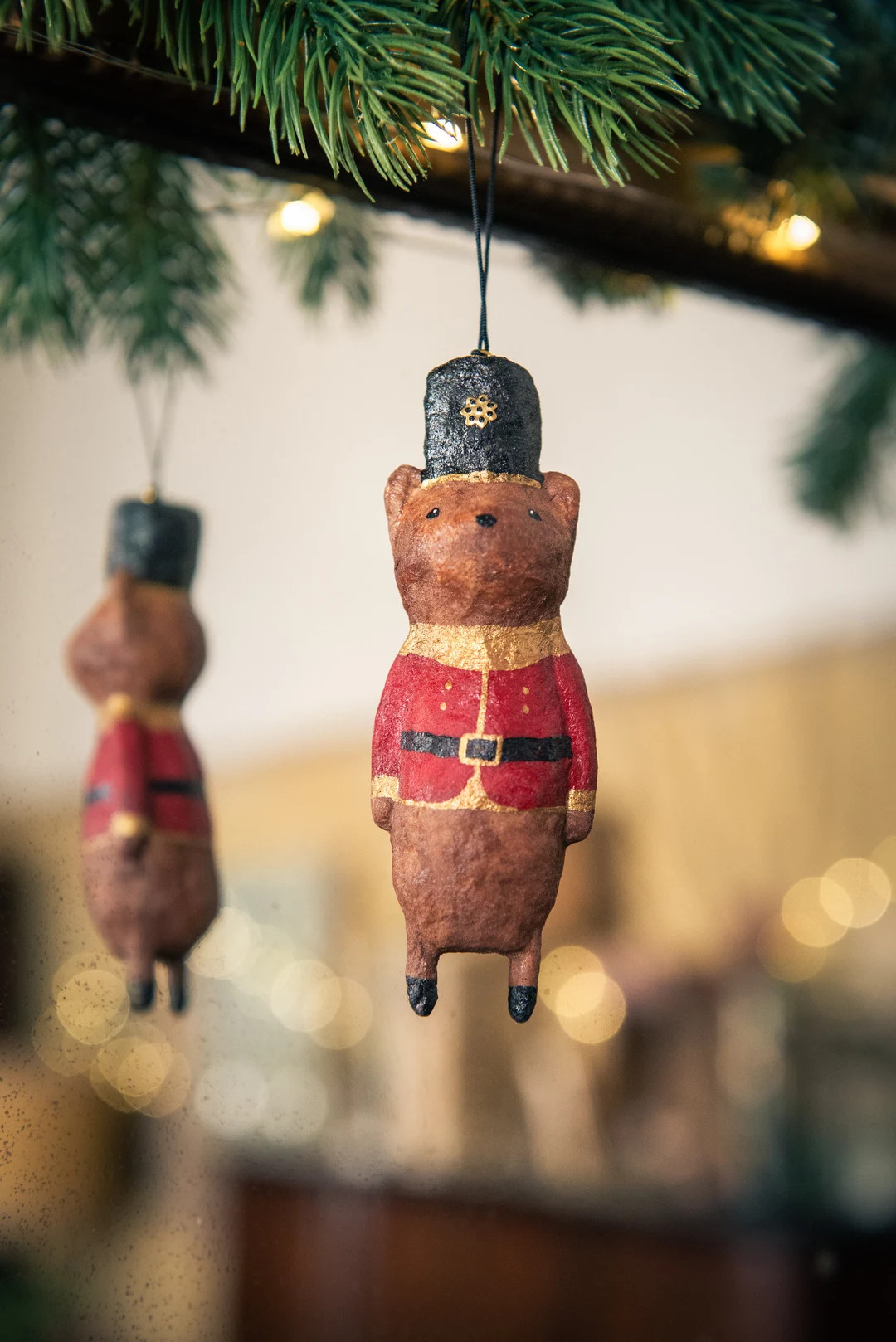 Vintage Inspired Christmas Ornament, Nutcracker Bear for the Christmas Tree, Spun Cotton Christma... | Etsy (US)